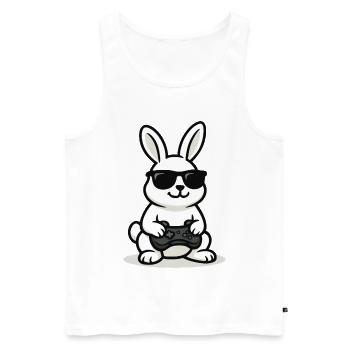 Lapin de jeu cool - Débardeur bio Premium Homme - blanc - Devant - AI Model Male 178 light (178cm)