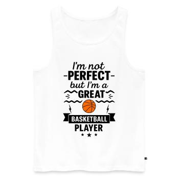 Pas parfait mais un grand basketteur - Débardeur bio Premium Homme - blanc - Devant - Michal (187cm)