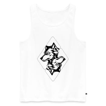 Wolf's Head - Men's Premium Organic Tank Top - white - Front - AI Model Male 178 light (178cm)