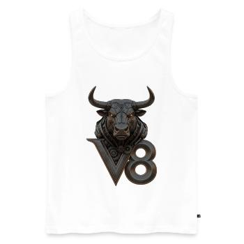 V8 - Débardeur bio Premium Homme - blanc - Devant - AI Model Male 178 light (178cm)