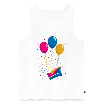 Karneval mit Narrenkappe und bunten Ballons - Männer Premium Bio Tank Top - Weiß - Vorne - AI Model Male 178 light (178cm)