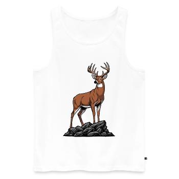 Cerf de Virginie Majestueux Nature Sauvage - Débardeur bio Premium Homme - blanc - Devant - Michal (187cm)