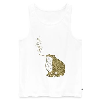 Funky Japanese frog smoking - Men's Premium Organic Tank Top - white - Front - AI Model Male 178 light (178cm)