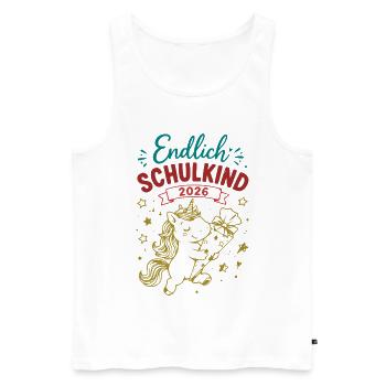 Endlich Schulkind 2026 Unicorn - Männer Premium Bio Tank Top - Weiß - Vorne - Michal (187cm)