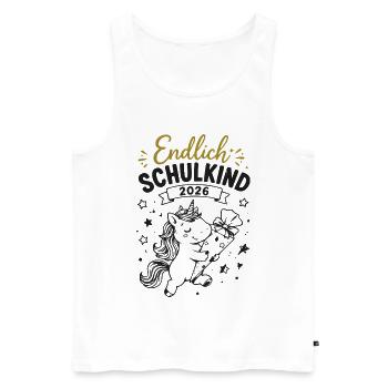 Endlich Einschulung 2026 Einhorn Geschenk - Männer Premium Bio Tank Top - Weiß - Vorne - Michal (187cm)