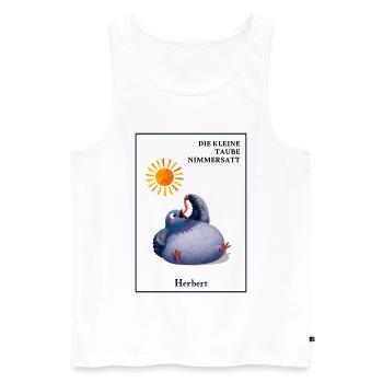 DIE KLEINE TAUBE NIMMERSATT - Herbert - mit Wurm - Männer Premium Bio Tank Top - Weiß - Vorne - Michal (187cm)
