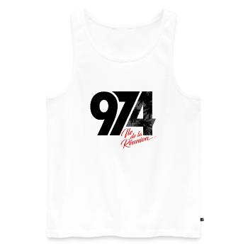 974 Ile de la Réunion Signature 2 - Débardeur bio Premium Homme - blanc - Devant - Michal (187cm)