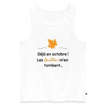 Déjà en octobre ! | Cadeau - Débardeur bio Premium Homme - blanc - Devant - Michal (187cm)