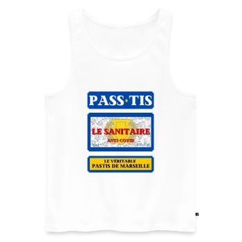 pass sanitaire pass tis pastis de marseille humour - Débardeur bio Premium Homme - blanc - Devant - AI Model Male 178 light (178cm)