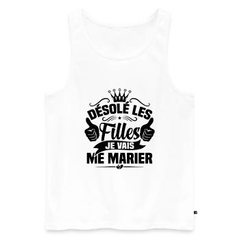 Désolé les filles je vais me marier - Débardeur bio Premium Homme - blanc - Devant - Michal (187cm)