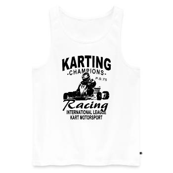 GoKart - Karting - Kart - Go Kart - Débardeur bio Premium Homme - blanc - Devant - AI Model Male 178 light (178cm)