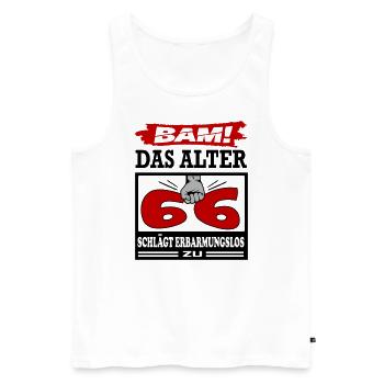 Geburtstag 66 Bam Boom Bombe Das Alter schlägt zu - Männer Premium Bio Tank Top - Weiß - Vorne - Michal (187cm)