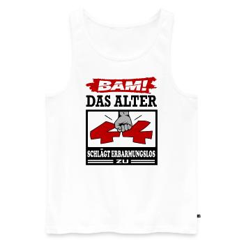 Geburtstag 44 Bam Boom Bombe Das Alter schlägt zu - Männer Premium Bio Tank Top - Weiß - Vorne - Michal (187cm)