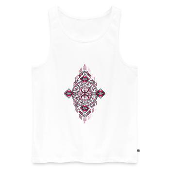 MOTIF POTERIS KABYLE AMAZIGH - Débardeur bio Premium Homme - blanc - Devant - AI Model Male 178 light (178cm)
