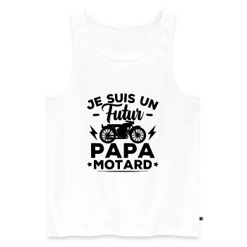 Je suis un futur papa motard - Débardeur bio Premium Homme - blanc - Devant - Michal (187cm)