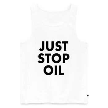 Just stop oil - Débardeur bio Premium Homme - blanc - Devant - Michal (187cm)