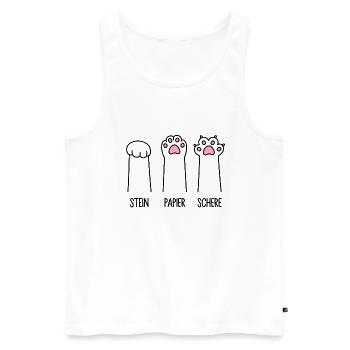 Stein Papier Schere Katze Pfote Spiel Katzenpfoten - Männer Premium Bio Tank Top - Weiß - Vorne - Michal (187cm)