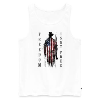 Freiheit ist nicht umsonst - Patriotisches Soldatendesign - Männer Premium Bio Tank Top - Weiß - Vorne - Michal (187cm)