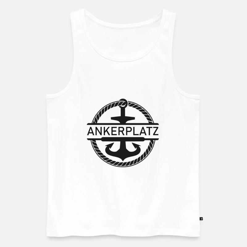 Ankerplatz mit Schiff Anker - Männer Premium Bio Tank Top - Weiß