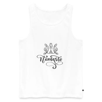 Namaste Yogi shirt - Men's Premium Organic Tank Top - white - Front - AI Model Male 178 light (178cm)