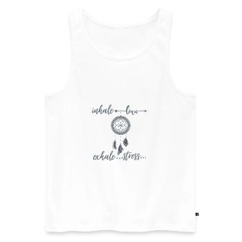 inspirez l'amour | expirez le stress | attrapeur de rêves - Débardeur bio Premium Homme - blanc - Devant - AI Model Male 178 light (178cm)