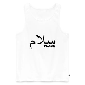 Salam / Frieden / Hallo - Männer Premium Bio Tank Top - Weiß - Vorne - Michal (187cm)