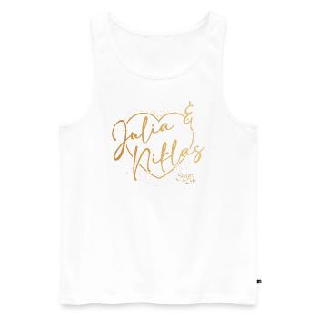 Sturm der Liebe Traumpaar Julia & Niklas - Männer Premium Bio Tank Top - Weiß - Vorne - Michal (187cm)