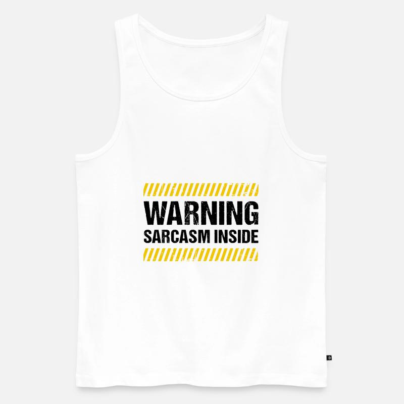 Warning Sarcasm Inside - Männer Premium Bio Tank Top - Weiß
