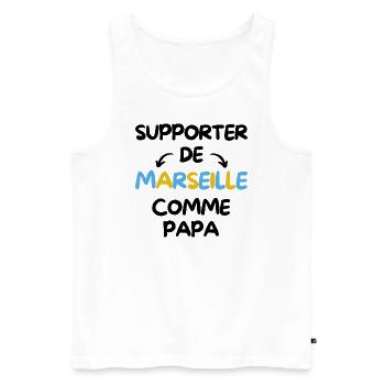 Supporter de Marseille comme papa - Débardeur bio Premium Homme - blanc - Devant - Michal (187cm)