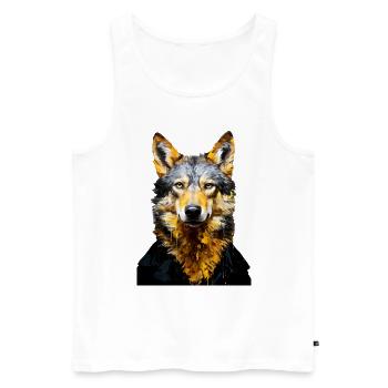 Wolf animal art #wolf - Men's Premium Organic Tank Top - white - Front - AI Model Male 178 light (178cm)
