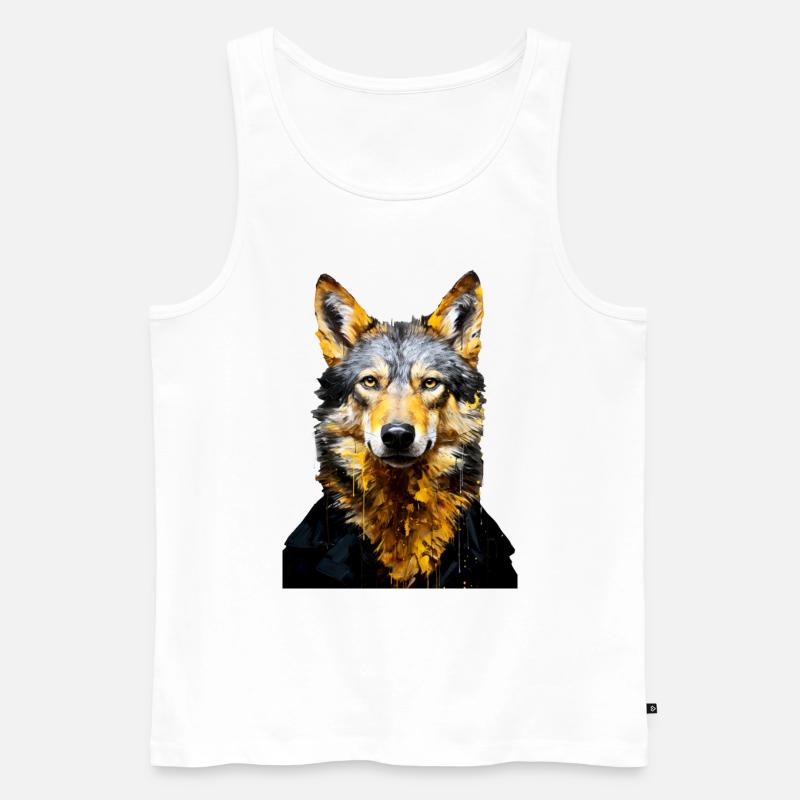 Wolf Tierkunst #wolf - Männer Premium Bio Tank Top - Weiß