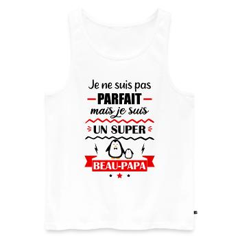 Pas parfait mais super beau papa, cadeau beau père - Débardeur bio Premium Homme - blanc - Devant - Michal (187cm)