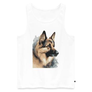 German Shepherd Portrait Watercolors - Men's Premium Organic Tank Top - white - Front - Michal (187cm)