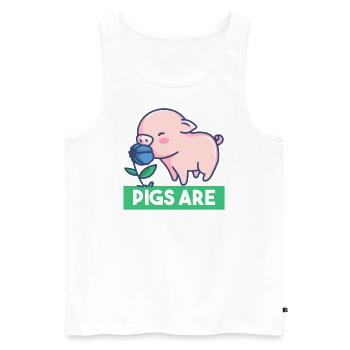 cochon végétalien amie - Débardeur bio Premium Homme - blanc - Devant - Michal (187cm)
