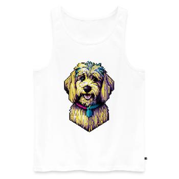 CockerPoo Dog Pixel Art Colourful Doggy - Men's Premium Organic Tank Top - white - Front - Michal (187cm)
