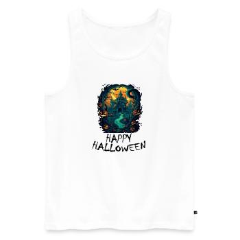 Halloween - Happy Halloween - Männer Premium Bio Tank Top - Weiß - Vorne - Michal (187cm)