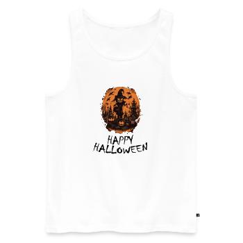 Halloween - Happy Halloween - Männer Premium Bio Tank Top - Weiß - Vorne - AI Model Male 178 light (178cm)