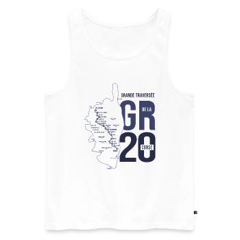 GR 20 randonnee gr 20 team randonnée Corse - Débardeur bio Premium Homme - blanc - Devant - Michal (187cm)