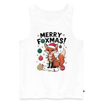 Fuchs Weihnachten Weihnachtspullover Merry Foxmas - Männer Premium Bio Tank Top - Weiß - Vorne - AI Model Male 178 light (178cm)