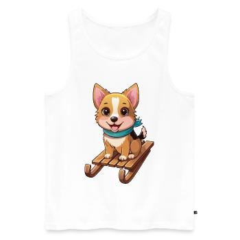 Lustiger Hund mit Schlitten - Männer Premium Bio Tank Top - Weiß - Vorne - Michal (187cm)