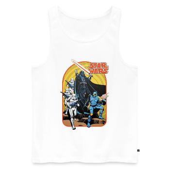 Star Wars Retro Design Darth Vader & Sturmtruppen - Männer Premium Bio Tank Top - Weiß - Vorne - AI Model Male 178 light (178cm)