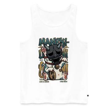 Maneki Oni Japanese Cat Streetwear Art Anime Kawai - Men's Premium Organic Tank Top - white - Front - Michal (187cm)