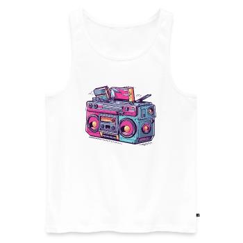 Retro Radio Tape Cassette Vintage - Men's Premium Organic Tank Top - white - Front - Michal (187cm)