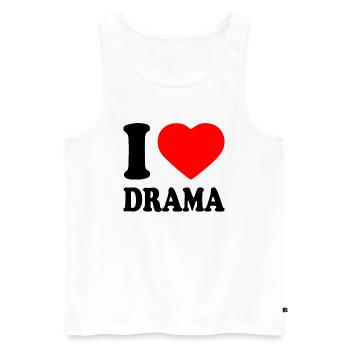 I love drama - Débardeur bio Premium Homme - blanc - Devant - AI Model Male 178 light (178cm)
