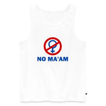 no ma'am - Männer Premium Bio Tank Top - Weiß - Vorne - AI Model Male 178 light (178cm)