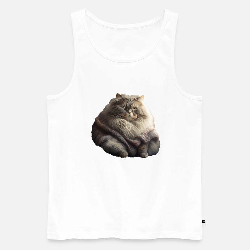 Süße Katze Strick Pullover - Männer Premium Bio Tank Top - Weiß