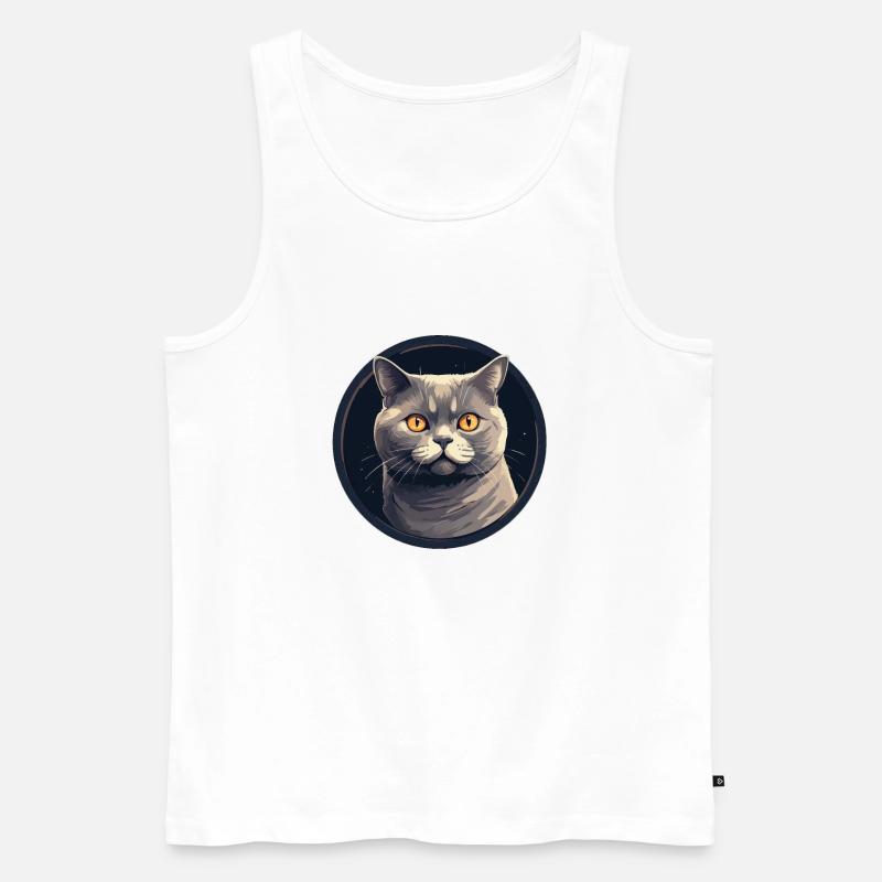 Britisch Kurzhaar Katze - Männer Premium Bio Tank Top - Weiß