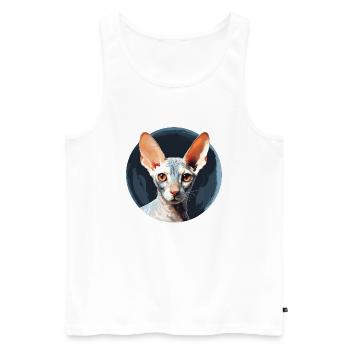 Cornish Rex Katze - Männer Premium Bio Tank Top - Weiß - Vorne - Michal (187cm)