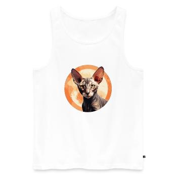 Cornish Rex Katze - Männer Premium Bio Tank Top - Weiß - Vorne - Michal (187cm)