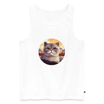 Scottish fold-eared cat - Men's Premium Organic Tank Top - white - Front - AI Model Male 178 light (178cm)